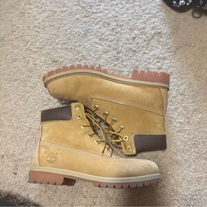 Timberland Wheat and Brown Nubuck Lace-Up Boots